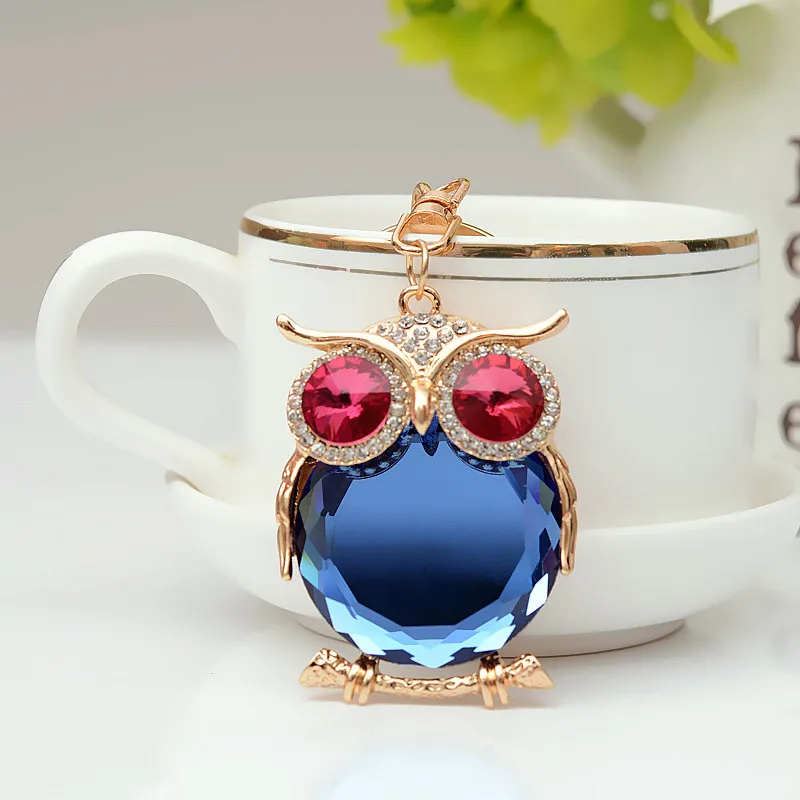 Zinc alloy Crystal Owl Keychain Car Accessories Key Rings Women Keychains For Bag Keys Pendants Decoration Fashion 2019