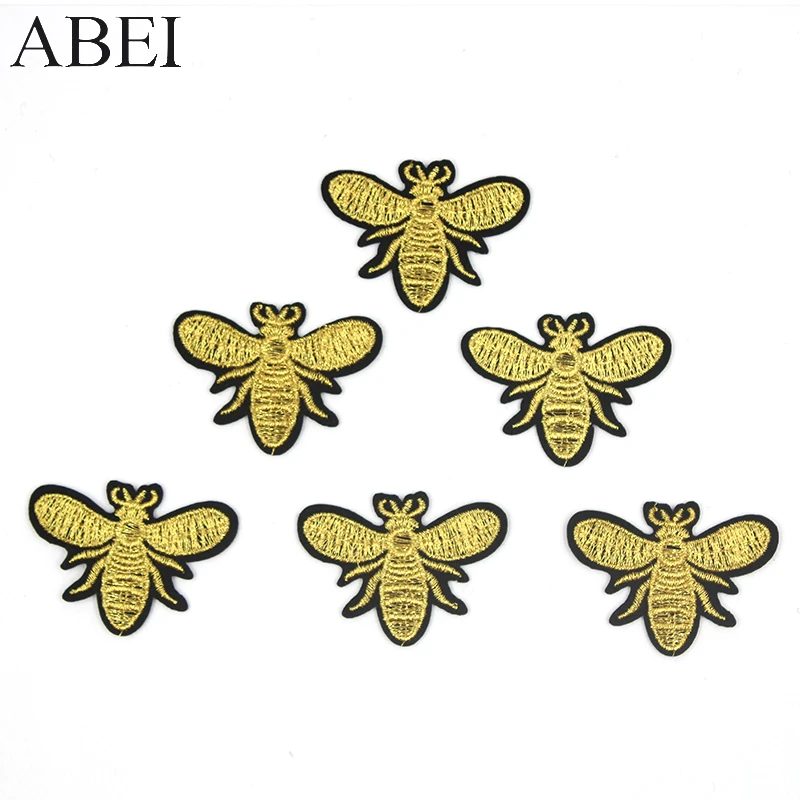 10pcs/lot quality Embroidered Gold Insect Patches Iron On Fashion Clothes Backpack Jeans Stickers Diy Sewing Animal Appliques