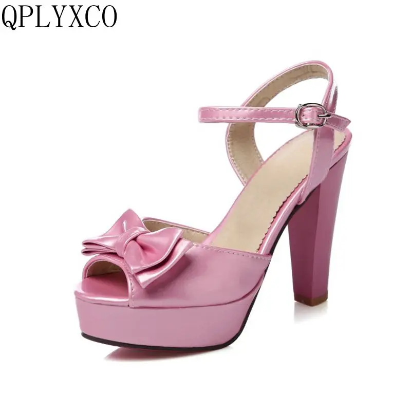 QPLYXCO New fashion sweet Big size 32-43 shoes woman peep toe high heels (11cm) sandals footwear Pumps wedding women shoes C227