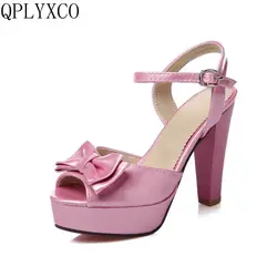 QPLYXCO New fashion sweet Big size 32-43 shoes woman peep toe high heels (11cm) sandals footwear Pumps wedding women shoes C227