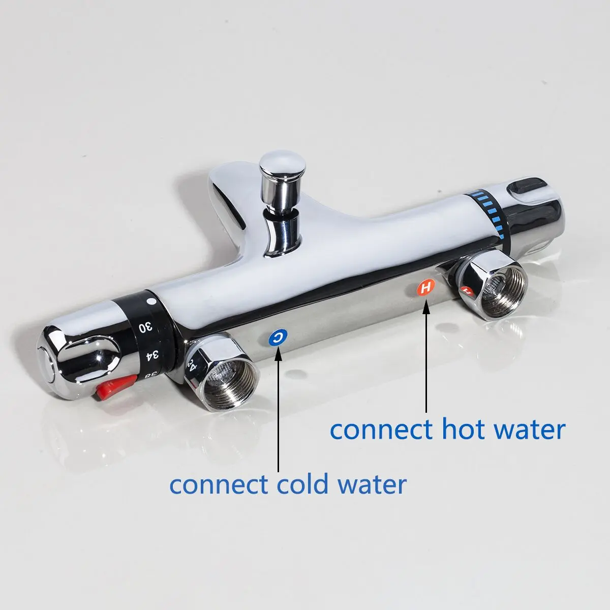 YANKSMART Thermostatic Bathroom Shower Control Valve Bottom Faucet Wall Mount Mixer With Thermostat Tap Reversed Inlets Faucets