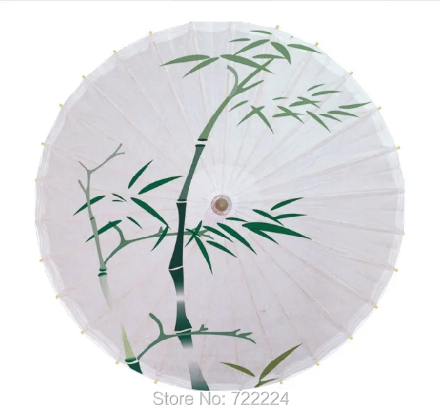 

Dia 84cm Chinease handmade Classical craft umbrella fresh green bamboo picture vintage long-handle parasol oiled paper umbrella