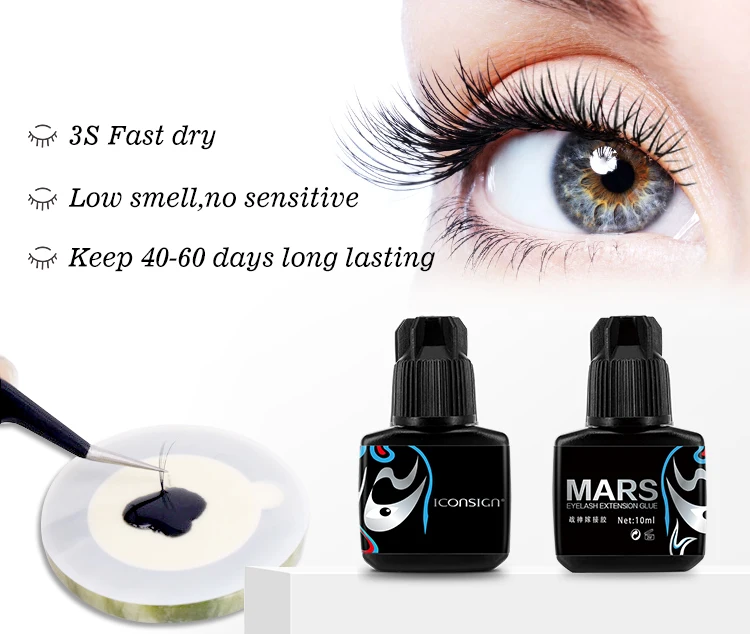 5Pcs Mars Wimper Extensions Lijm 2.5 Seconden Snel Droog Lage Geur Super Blijvende 40-50 Dagen Lijm Geen giftige 10Ml Lijm