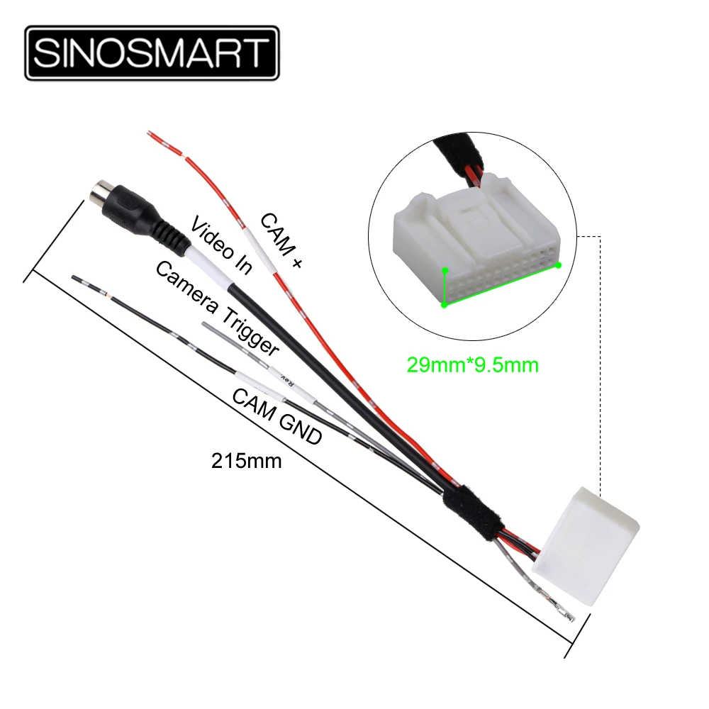 SINOSMART C24 24-PIN Connection Harness for Toyota OEM Monitor with Aftermarket Reversing Camera without Damaging Car Wiring