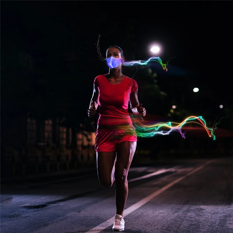 LED Anti Dust Mask 7Color Glowing Luminous Novelty veilleuse Mask dancer DJ Lamp Music Masquerade Party Halloween Light Up Mask