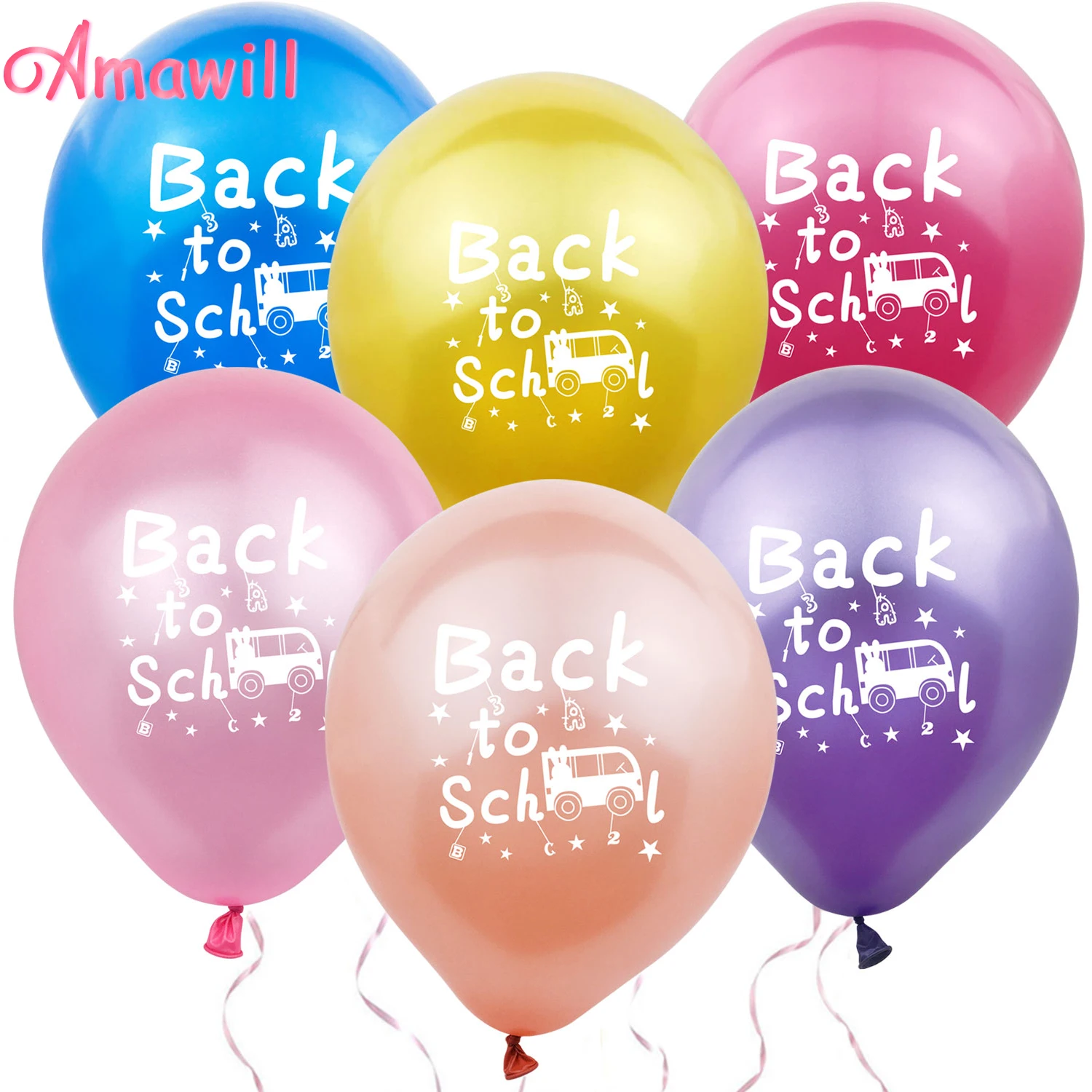 Amawill 12inch Back To School Multicolor Balloon For Welcome Teacher Student Party School Kindergarten Classroom Decorations 8D