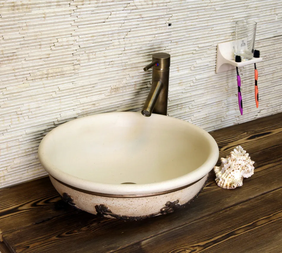 Archaize luxury wash basin. Art toilet lavabo. Bathroom single basin that wash a face