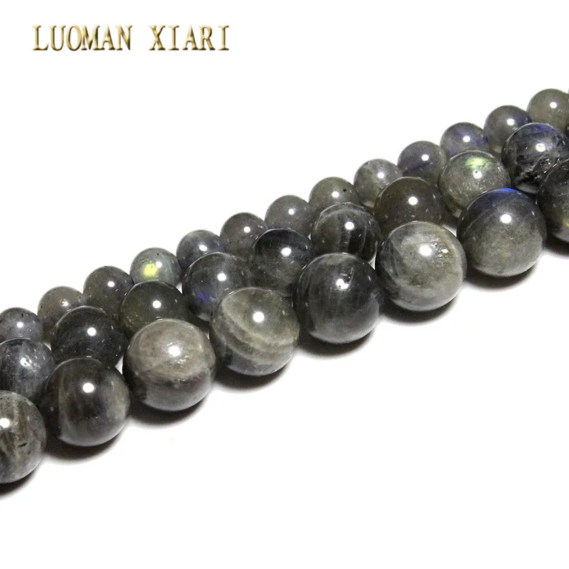 100% Natural AAA Quality Round Black Labradorit Stone Beads Loose For Jewelry Making DIY Bracelet Necklace  6/8/10mm Strand 15\'\'