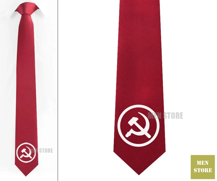 

Soviet Union Russia CCCP Symbol Men Jacquard Woven Skinny Slim Narrow 2.3" Necktie 6 cm Neckwear Party Groom Tie Cufflink LK041M