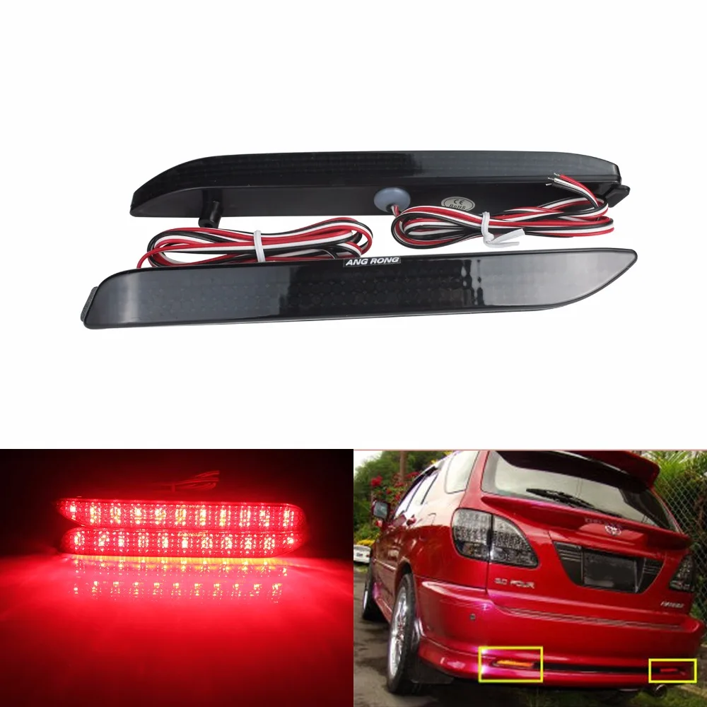 

ANGRONG 2x Black Lens Rear Bumper Reflector Tail Stop Light For Toyota Verso Lexus F GX RX IS (CA190)