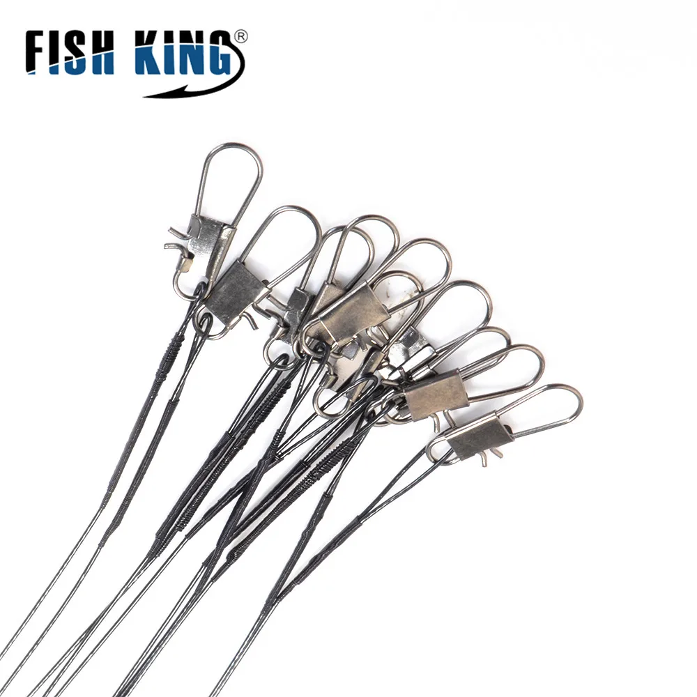 10pcs 15/20/25/30cm Stainless Steel Wire Leader Fishing Leash With Swivel 20LB Leash For Fishing Line Accessories