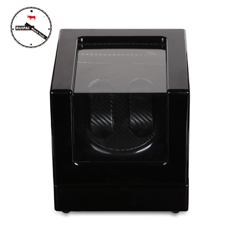 High-End Black Wooden Carbon Fiber Watch Winder Ultra Quite Daul 5 modes Watch Winder