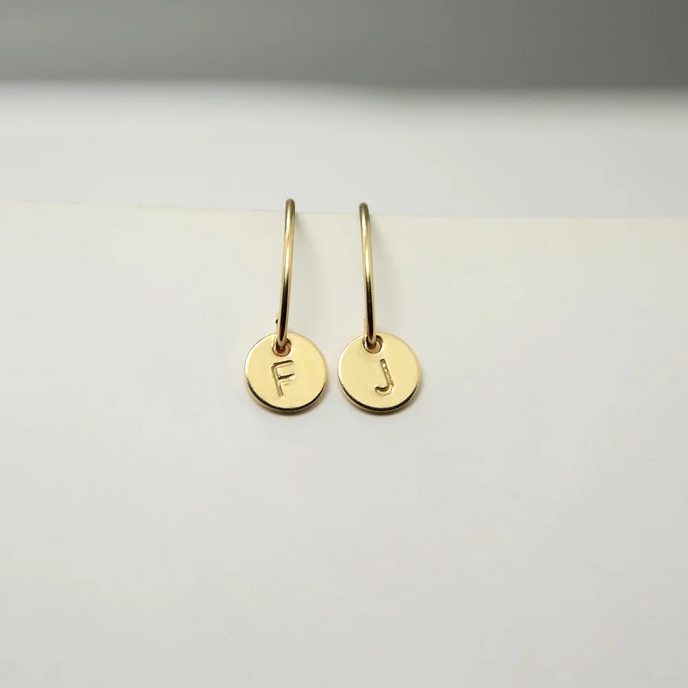 Domino Handmade Engraved Letter Earrings Dangle Earrings Personality Initials Earring Gift