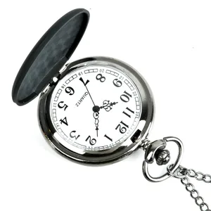 Современные роскошные черные кварцевые карманные часы Lorgle с подвеской в стиле стимпанк