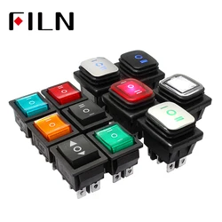 on off on KCD4 IP67 Waterproof Sealed Rocker Switch 3 way 6 Pins Heavy Duty DPDT switch Momentary on 30A 250v 12V 220V with lamp