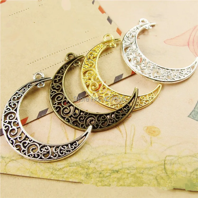

20pcs Moon Two Hole Connector Pendant Charm/Finding, DIY Accessory, Antique Silver/Bronze/Silver Plated/Golden/Antique Golden