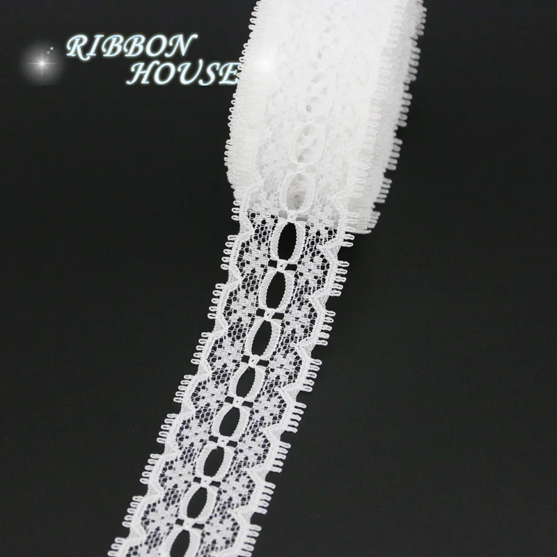 (5 yards/roll) White lace fabric Webbing Decoration Love gift packing Material (20/25/30/35/40mm)