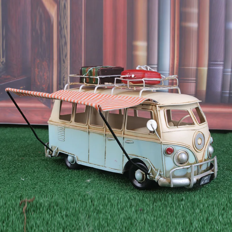 Doub K high quality car model toys Retro iron nostalgia car camping bus ornaments home coffee shop wedding decorations gifts