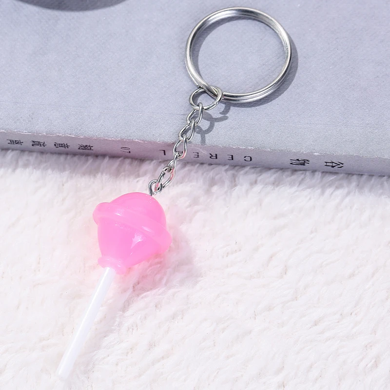 1Pc 21*57MM Lollipop Keychain Fashion Candy Handbag Keyrings For Woman Fast Food Jewelry Girl Gifts