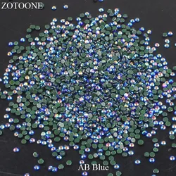 ZOTOONE Iron On Glass Strass Hotfix Flat Back AB Blue Strass Nail per abbigliamento pietre E cristalli Applique decorazione E