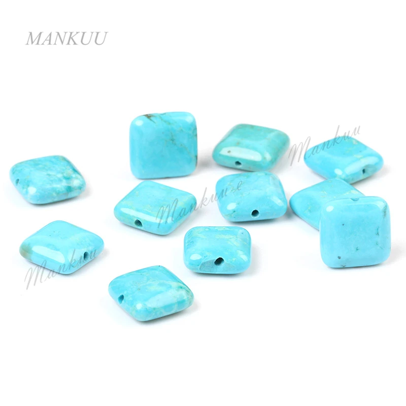 Brazil Agates Natural Stone Square Shape Stabilized Turquoises Loose Bead Charm DIY Jewelry Accessories for Bracelet Necklace