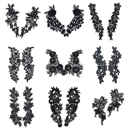 1 Set Embroidery Venise Black Rose Flower Lace Neckline Collar, DIY Collar Lace Fabrics For Sewing Crafts Patch Scrapbooking