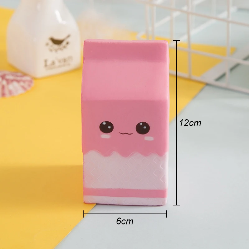 New Pink & White Cute Milk Carton Squishy Funny Toys Slow Rising Novelty Antistress Toy Stress Relief Wrist Exercise Xmas Gifts