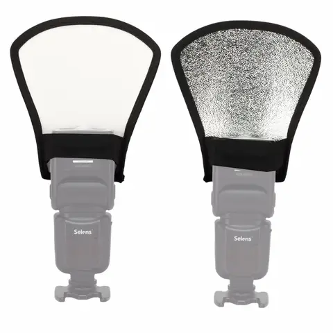 Selens 1 pz 2-in-1 argento/bianco fotocamera Flash diffusore Softbox foto Flash riflettore di luce per fotocamere Canon dimensioni 11*18*20cm