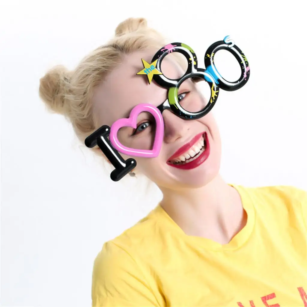 Unisex Adults Kids Novelty Plastic I LOVE THE 80s Sunglasses Photo Props Costume Accessories for Birthday Summer Beach Cocktail