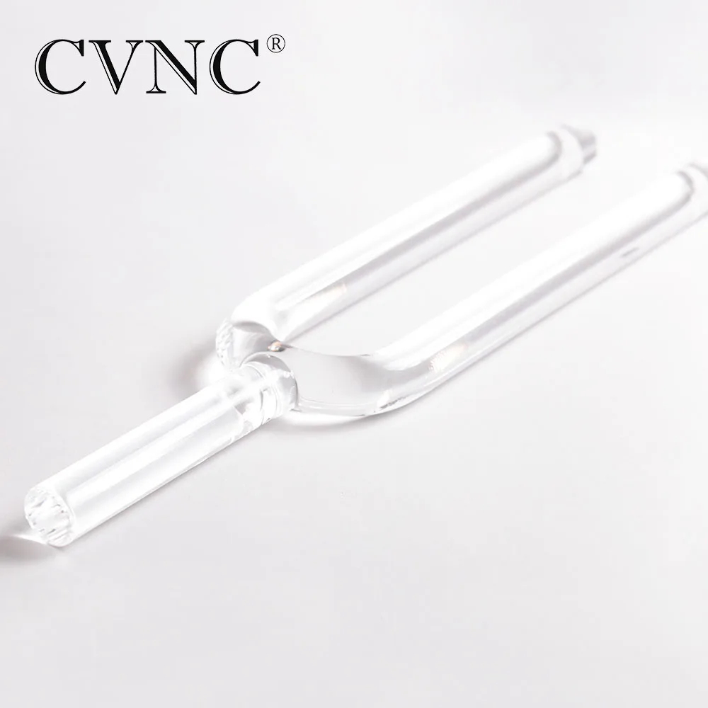 CVNC 16mm 440/432Hz C/D/E/F/G/A/B Note Clear Quartz Crystal Singing Tuning Fork for Sound Healing and Meditation with Mallet