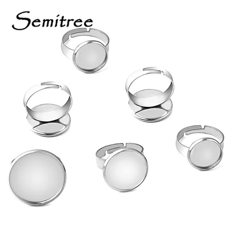 Semitree 10 stuks 10/12/14/16/18/20mm Rvs Glas Cabochon Cameo blank Tray voor DIY Ringen Instelling Sieraden Maken Levert