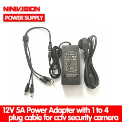 Ninivision 12v 5a 1 a 4 porta cctv câmera ac adaptador caixa de alimentação para a câmera cctv