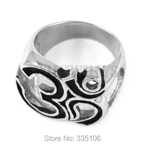 Om Symbol, Buddhism, Zen Art Ring Stainless Steel Jewelry India Om Yoga Motor Biker Men Ring Wholesale SWR0301A