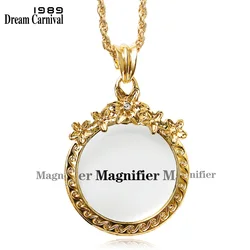 Dreamcarnival1989 Women Long Chain Necklace Reading 2X Zoom Crystal Flower Pendant Gift for Mum Rhodium Gold Color kolye Collier