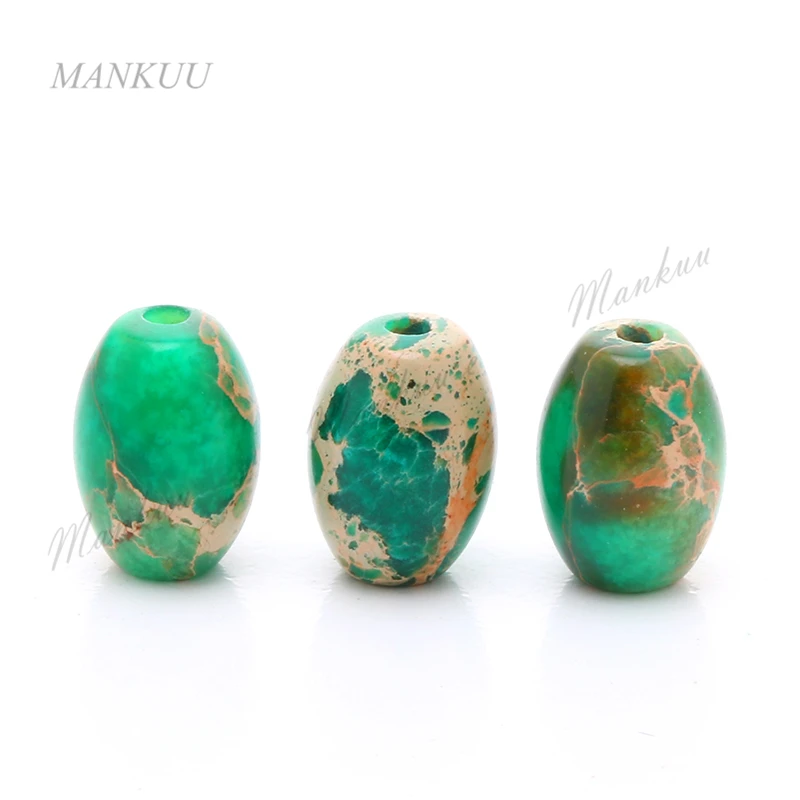 Natural Stone Green Rice Beads Sea Sediment Jaspers Imperial Beads DIY Jewelry Finding Accessories for Necklace Bracelet Making