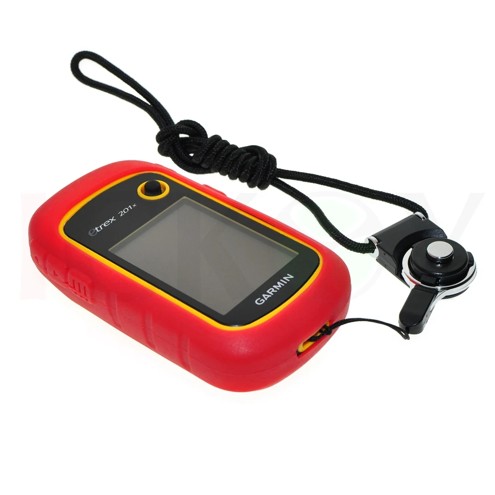 Hiking Handheld GPS Protect Red Silicon Rubber Case + Black Detachable Ring Neck Strap for Garmin eTrex 22x 10 20 30 10x 20x 30x