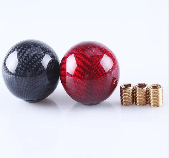 Car Carbon Fiber Ball Stripe Gear Shift Knob AT MT Shifter Lever Automobile Accessories Fit For Honda Toyota Nissan Mitsubishi