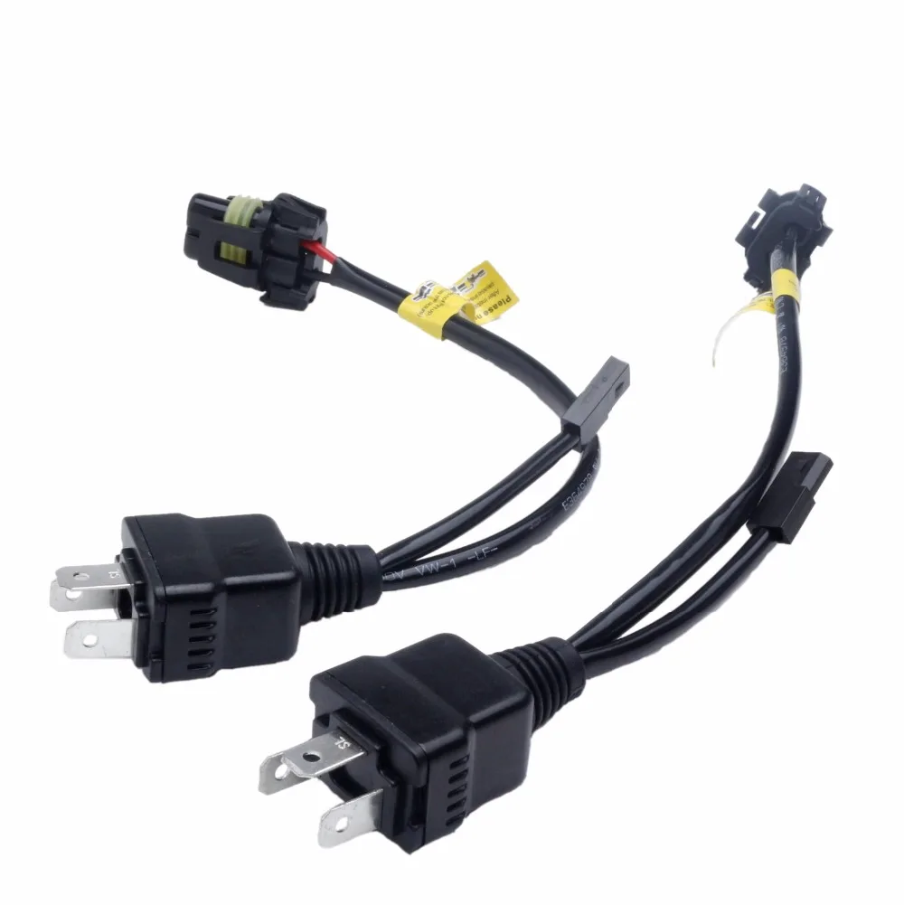 2pcs H4 Bi-xenon Control Line Relay Wiring Harness Controller Wires Retrofit Connector Mini Projector Lens Line H4 Hi/Low Line