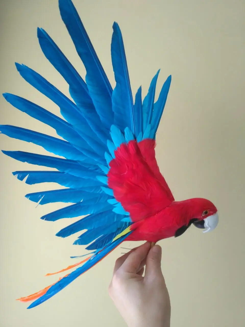 

new simulation blue&red parrot toy plastic&fur wings parrot model gift about 50x35cm