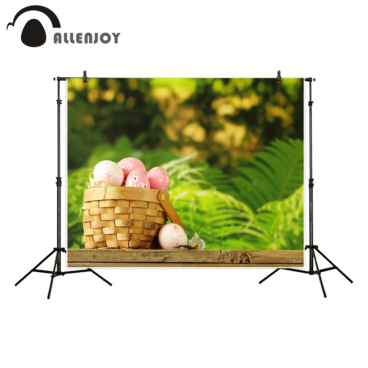 Allenjoy fotografia professionale sfondo buona pasqua uova decorative primavera vacanze simboli sfondo photocall photobooth