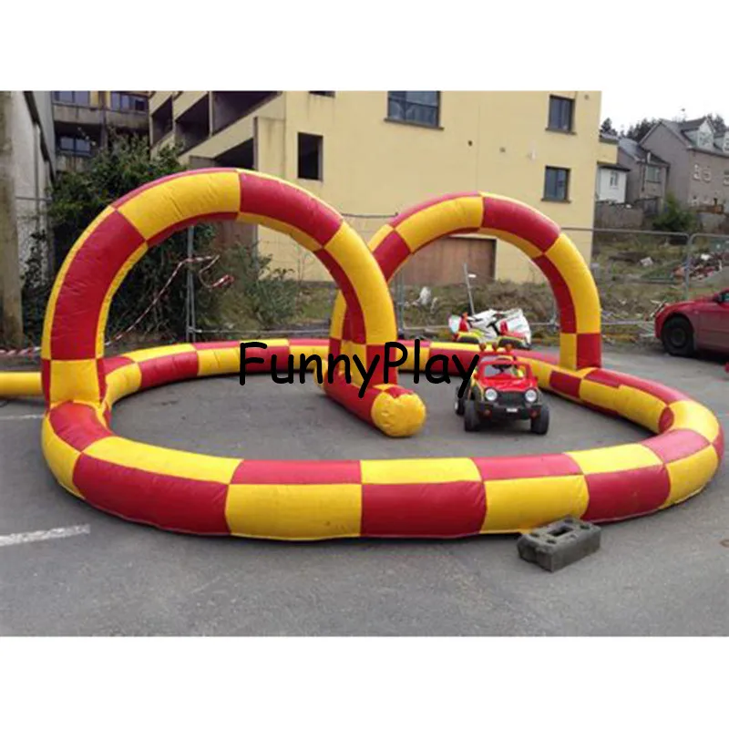 

oxford cloth go karts inflatable race track obstacle sport games inflatable go kart track racing trace