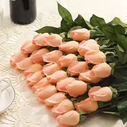 25 sztuk/partia Fresh Rose sztuczne kwiaty prawdziwy dotyk Rose kwiaty dekoracje domu na wesele lub urodziny