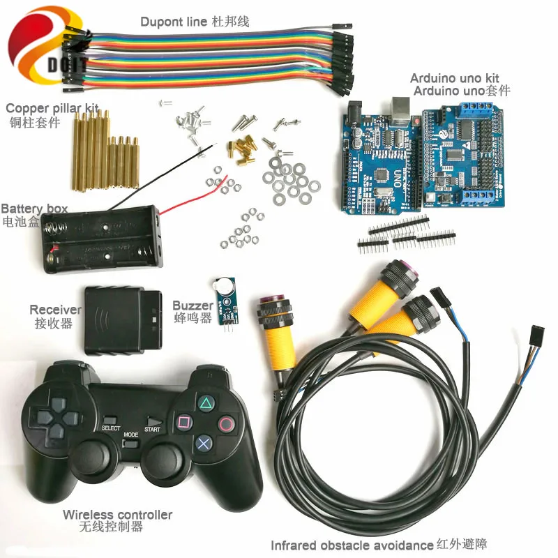 

Wireless Handle/joystick Control kit for Robot Crawler Tank Car Chassis with IR Obstacle Avoidance DIY RC Toy