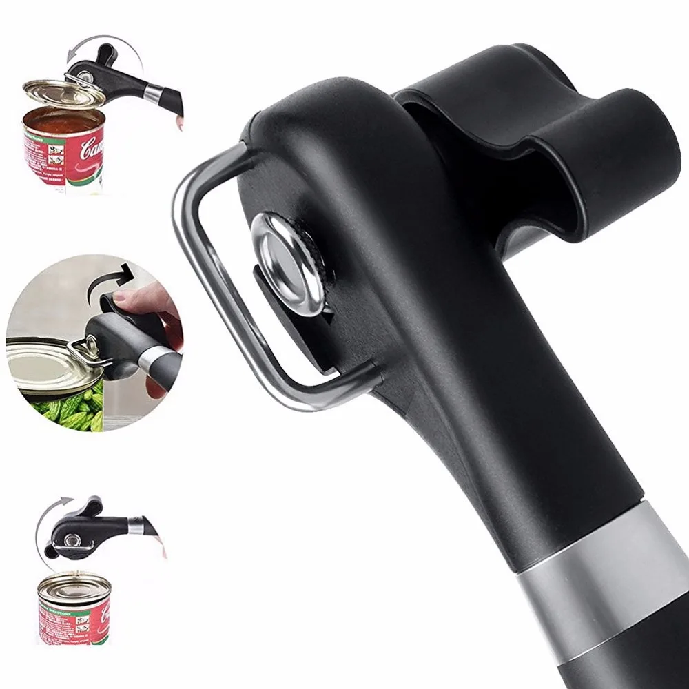 Free Shipping Supreme Quality Stainless Steel Manual Smooth Edge Can Opener with Easy Turn Knob and Soft Grips Handle (00360)