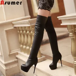 ASUMER large size 34-46 over the knee boots platform ladies shoes women boots sexy thin high heels shoes thigh high boots 2020