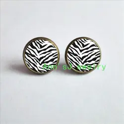 HZ4-00405 Fast-Shipping-ear stud Zebra-pierced earrings Stripe-Earrings-Vintage-Women-bronze-Plated-Round-Cheap-Stud-Earrings