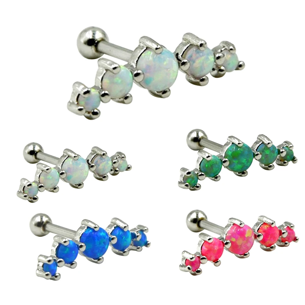 

40PCS 316L Surgical Steel Tragus Piercing Helix Prong Set 5 Synthetic Opal Cartilage Piercing Ear Stud Body Jewelry Earring 16g