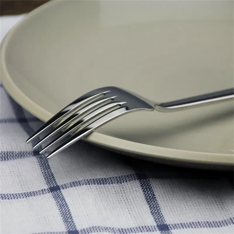 3pcs Stainless Steel Dinner Fork Long Handle Table Forks set   Korean Cutlery Four Tine Salad Dessert Fruit Forks Kitchen 8.5\'\'