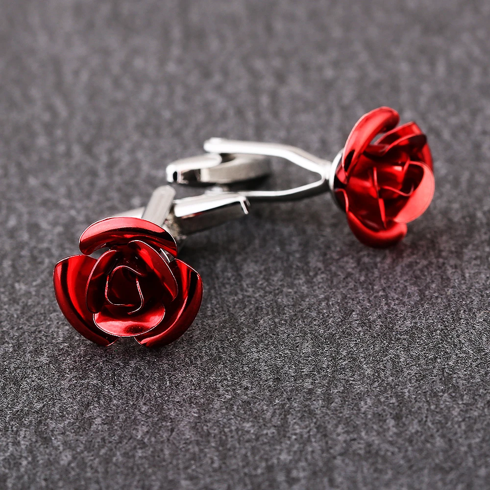 KFLK brand men\'s shirt cuff button The red rose cufflinks wedding gift button 2018 new products guests