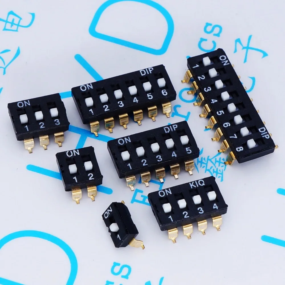 DIP switch Toggle Switches 2.54 SMD 1P/2P/3P/4P/5P/6P/8P black 2.54MM SMD golden pin